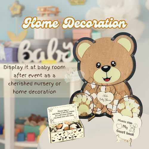 Teddy Bear Baby Shower Guest Book Alternative, Wooden Sign-in Drop Box - Image 3
