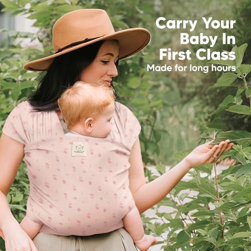 KeaBabies Baby Wrap Carrier, All in 1 Original Baby Carrier (Pink Daisies) - Image 6
