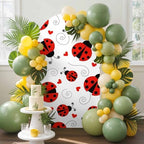 Country Ladybug Arch Backdrop Cover 7.2 FT, Love Farmhouse Classic Retro Texture Wedding Arch Cover Stretchy Backdrop Stands Covers for Birthday Party Ceremony Banquet Decor - Image 3