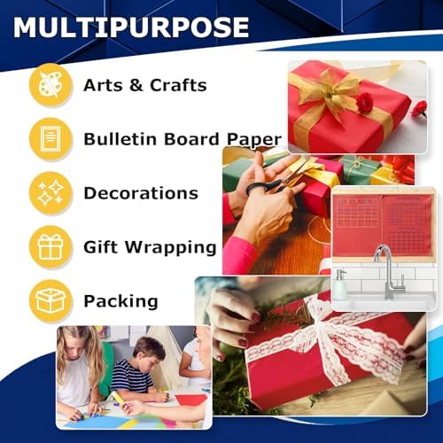 Vanhench 36" x 2520" (210') Red Wrapping Paper Roll, Solid Color Art Kraft Craft Paper for Wedding, Birthday Gifts, Bouquet Flower, Red Bulletin Board Paper - Image 5