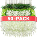 Alotiki White Wisteria Hanging Flowers, 50 Pack Fake Hanging Flowers by CreateABetterLife