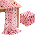 8 Pcs Strawberry Table Runners, 29 x 70 in Pink Glitter Tulle - Image 2