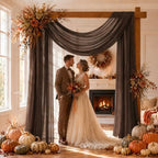 Brown Wedding Arch Draping Fabric Sheer Curtain Drapes 3 Panels | 20ft Extra Long Shimmery Tan Backdrop Curtains Bulk for Wedding Anniversary Party Fall Outdoor Events Drapery Backgrounds - Image 4