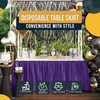 Exquisite Purple Table Skirt 24 Pack - Disposable Plastic Table Skirts for Rectangle Tables 6ft 8ft & Round Tables - 29in x 14ft Self-Adhesive Strip - Birthday Wedding Gender Reveal Decor - Image 6