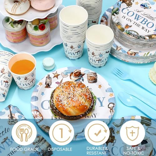 Dandat 350 Pcs Baby Shower Set, Cowboy, Blue - Image 3