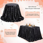 Black Party Decorations Sequin Tablecloth Glitter Overlay Drapes 90x90 Inch - Image 6