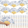 Briwooody 30 Set Blue Floral Hand Folding Fans with Organza Bags Bulk Chinoiserie Wedding Favors for Guests Blue and White Paper Fan for Bridal Shower Supplies Bridesmaid Gifts Party Decorations by Briwooody
