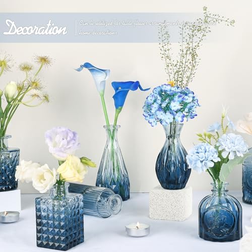 TBWIND 24pcs Blue Glass Bud Vases Set, Small Vases for Flowers - Image 6