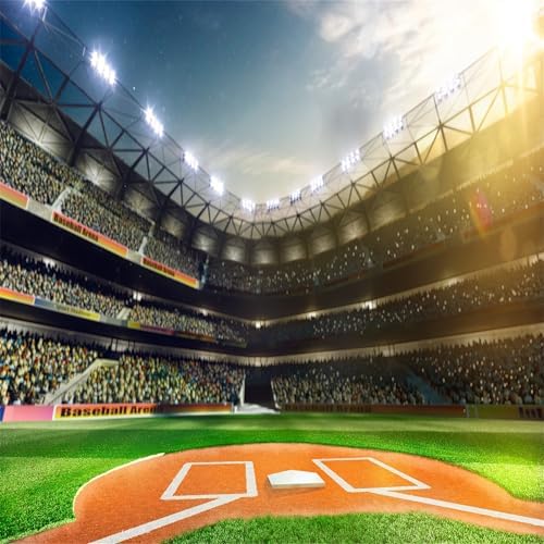 BELECO 10x10ft Fabric Baseball Backdrop Baseball Field Stadium Photography Backdrop for Baby Shower Birthday Party Decoration Sport Games Photo Background Props by BELECO