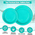 Kochorie 350 Pieces Teal Blue Dinnerware Set, 7 & 9 inch Dessert Paper Plates Cups Napkins Plastic Cutlery Disposable Party Supplies for Birthday Baby Shower Wedding, Serve 50 Guests - Image 3