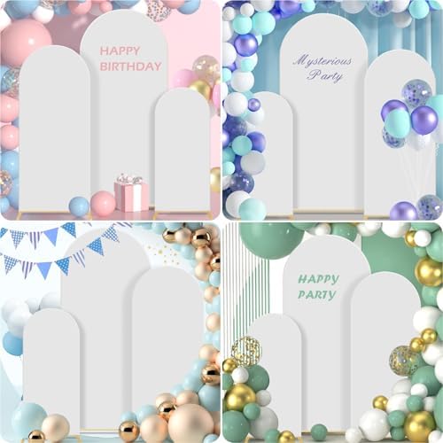 Gawicpy Wedding Arch Backdrop Stand Set Metal Arch Backdrop Stand with Wedding Arch Cover, Wedding Balloon Arch Backdrop Stand for Birthday, Baby Shower, Anniversary (White, 4FT+5FT+6FT) - Image 4