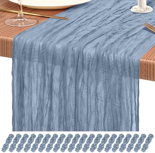 20 Pack Dusty Blue Cheesecloth Table Runner Wedding Birthday Table Decor by Showgeous