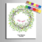 DIY Fingerprint Signature Sign in Book Customized Lovebirds Branches Wedding Guest Book Alternatives with Ink Pad for Wedding Party Decorations-60x80cm by Unknown