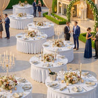 6 Pack White Round Spandex Tablecloths for 60in Tables, Wrinkle Free Stretchy 120inch Fitted 5FT Round Table Cloths Cover with Skirt for Wedding Party Dining Banquet Events - Image 3