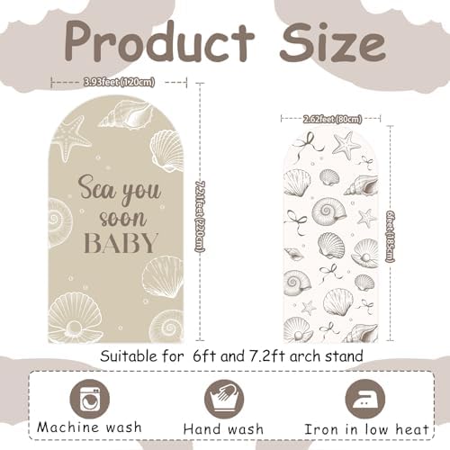 2PCS Sea You Soon Baby Arch Backdrop Cover Under the Sea Backdrop 6ft 7.2ft - Image 5