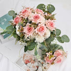 Pink White Peonies Artificial Flowers 12 Bundles Silk Mum Roses - Image 4
