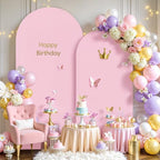 Pale Pink Arch Cover 2 Set-7.2FT and 6FT Arch Backdrop Cover Spandex Fitted Wedding Arch Stand Covers for Baby Shower Girls Birthday Party Bridal Shower Wedding Banquet Photo Background Decorations by Suppromo