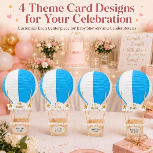 Light Blue Hot Air Balloon Decorations for Baby Shower Table Centerpieces - Image 5