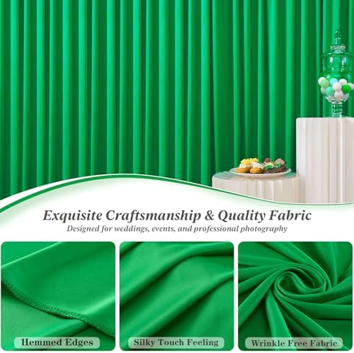 20 ft x 10 ft Wrinkle Free Green Backdrop Curtain for Parties, 4 Panels 10ft Polyester Green Photo Backdrop Drapes for Graduation Birthday Wedding Party Stage Curtains - Image 6
