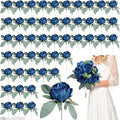 50Pcs Peonies Artificial Flowers Bulk, 4’’ Navy Blue by Scawim