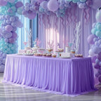 Lavender Tablecloth for 6 Foot Rectangle Tables with Tulle Table Skirt by PartyTalk