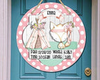 Woodsy Nursery - Girl - Hospital Room - Personalized Door Sign - Coral Polka Dot - Gift for Baby Shower - Image 2