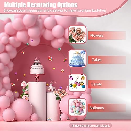 3 Pcs Cylinder Stands for Party, Metal Cylinder Pedestal Stand White Round Cake Pedestal Stand Pillars for Wedding Birthday Banquet Baby Shower, 23.62''(L),21.65''(M),19.68''(S) - Image 4