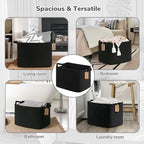 Goodpick 50L Large Woven Rope Storage Basket with Handles, Black - Image 6