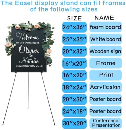 3 Pack 63 Inch Easel Stand for Wedding Sign, Poster, Portable Metal Painting Easels Stand Adjustable Folding Easel for Art Crafts Show,Arts,Birthday (Black) - Image 4