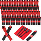 Lasnten 100 Set Pre Halloween Pre Rolled Silverware, Black Red Disposable by Lasnten