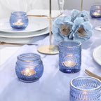 36 Pcs Blue Votive Candle Holders Bulk- Assorted Floral Tea Light Candle Holders for Wedding Table Decor, Blue Centerpieces for Wedding, Bridal Shower, Baby Shower Decorations - Image 3
