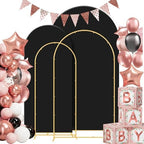 Gawicpy Wedding Arch Backdrop Stand Set Metal Arch Backdrop Stand with Wedding Arch Cover, Wedding Balloon Arch Backdrop Stand for Birthday, Baby Shower, Anniversary (Black, 5.9FT+7.2FT) - Image 3