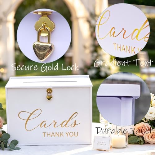 Extra Large Card Box with Lock & Slot, Big Wedding Card Holder - Image 5