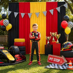 10x7FT Red Black Yellow Backdrop Curtains for Parties Wrinkle Free Backdrop Drapes for Birthday Graduation Decoration Themed Party Photography Background - Image 4