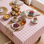 Gingham Tablecloth Rectangle Table, Cotton Linen Fabric Picnic Checkered Table Cloth Farmhouse Washable Wrinkle Free Buffalo Plaid Table Cover for Outdoor Birthday Party, Pink, 60x90 - Image 4