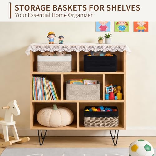 Goodpick 4 Pack Storage Baskets for Organizing Shelves, Brown - Image 2