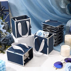 Yeaqee 50 Pcs Mini Paper Gift Bags with Handles Tag, Navy Blue, Silver - Image 5