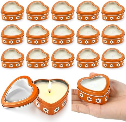16 Pcs Cielito Lindo Party Candles Mexican Scented Candle in Tin Box Heart Shaped De Barro Floral Candle Box Cielito Lindo Party Favor Gift for Shower Making DIY Craft, Lavender Scented(Floral Style) by Yuntau