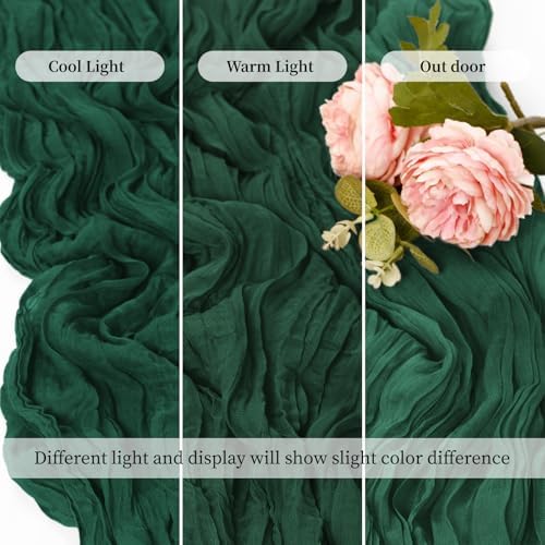 20 Pack Emerald Green 17 x 108 Inch Cheesecloth Table Runner - Boho Gauze Sheer Fabric for Wedding Baby Shower Party Home Decor - Image 6