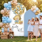 Tegeme 2 Pcs Blue Teddy Bear Arch Backdrop We Can Bearly Wait to Meet You - Image 5