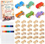 57 Pcs Baby Shower Games Wooden Car DIY Painting Crafts Kit by Bafeil