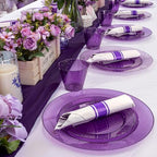 DaYammi 210PCS Purple Glitter Plastic Dinnerware Set for 30 Guests - Image 5