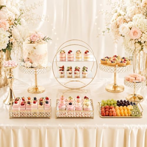 8 Pcs Cake Display with Mirror, Wedding Crystal Cake Stands for Reception - Image 4