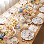 Pickmesh 252 Pcs Baby in Bloom Tea Party Supplies for 36 Guests Wildflower Paper Disposable Dinnerware Flower Teacup with Handle and Saucers Set for Tea Party Decorations Birthday Baby Shower Wedding - Image 5