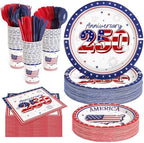 400 Pcs Disposable 250th Anniversary 4th of July Tableware Set for 50 Guest by COSINIA