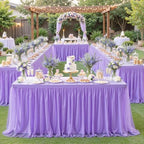 Purple Table Cloth Spandex Table Covers 6ft Fitted Tulle Tablecloth Rectangular Desk Skirt Stretch Lavender Lilac Table Cloths Covers Party Banquet Birthday Baby Shower Wedding Table Cloth, 2 Pack - Image 3