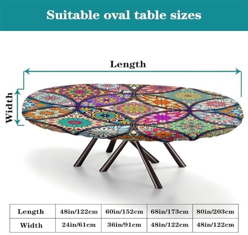 Colorful Mandala - Style Pattern Print Oval Tablecloths Leakproof & Sturdy Washable for Mother's Day Father's Day Valentine's Day Fits for 52" x 70" Oval Table - Image 4