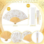 Vercraft 25 Sets Gold Floral Folding Fans, Wedding Favors for Guests - Image 2