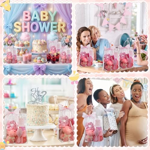 Aliceset 92 Pcs Baby Shower Prizes for Game Party Winners Baby Shower Favors Gifts Includes Hair & Beauty Accessories Jewelry Box with Gift Bag for Gender Revealed Wedding Bridal Party Favors(Pink) - Image 6