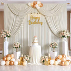 30ftx10ft Wrinkle Free Beige Backdrop Curtains for Parties, Silky Polyester Photo Backdrop Drapes 6 Panels 5x10ft Back Drop Cloth for Wedding Birthday Baby Shower Photography Background - Image 6